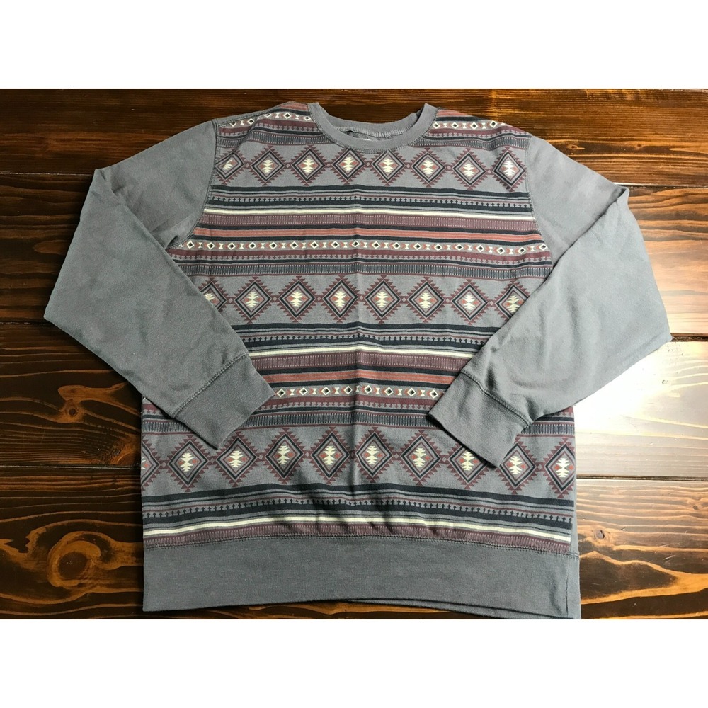 Route 66 Sweater, Women's Size Large, Gray, Aztec, Pullover, Long Sleeve